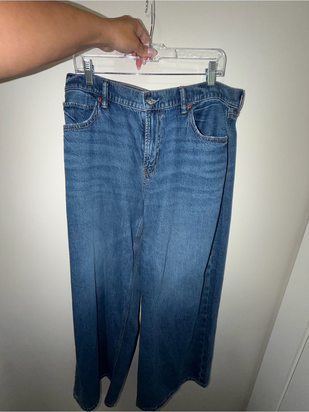 American Eagle Outfitters Relaxed Wide-Leg Jeans - Blue Denim